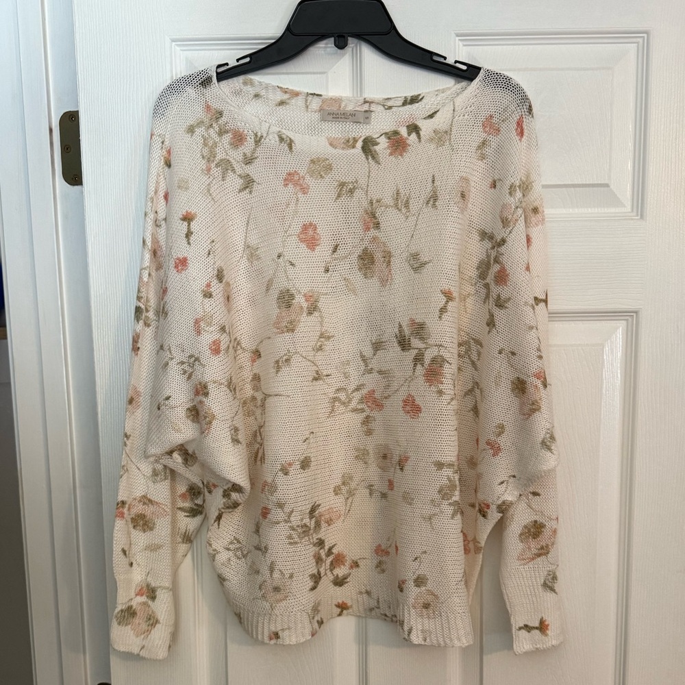 Anna Melani Made in Italy Floral Lightweight Openknit Sweater